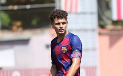 > Sergi Domínguez, ex-jugador del Club, con la española Sub.15